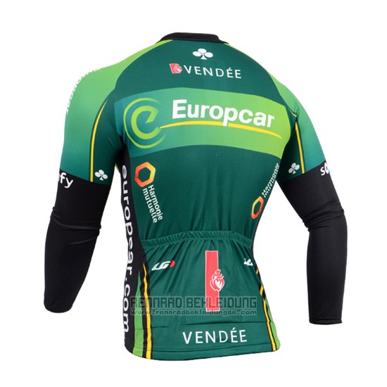 2014 Fahrradbekleidung Europcar Shwarz und Grun Trikot Langarm und Tragerhose